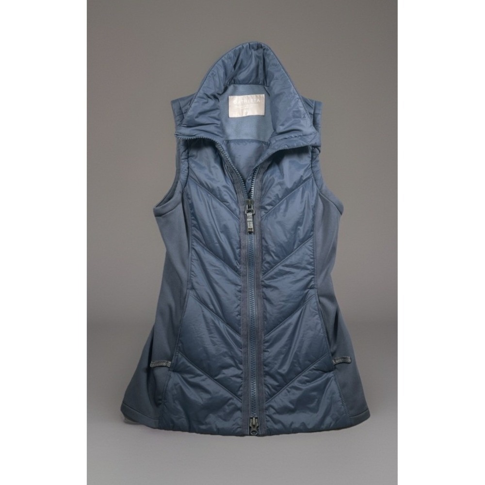 Athleta Blue Primaloft Insulated Quilted Vest Women's XS Full Zip Pockets